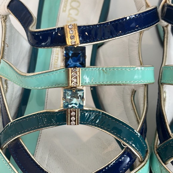 Accademia of Venice made in Italy Shades of Blue Bejewelled Sling Back Sandal - Picture 6 of 17